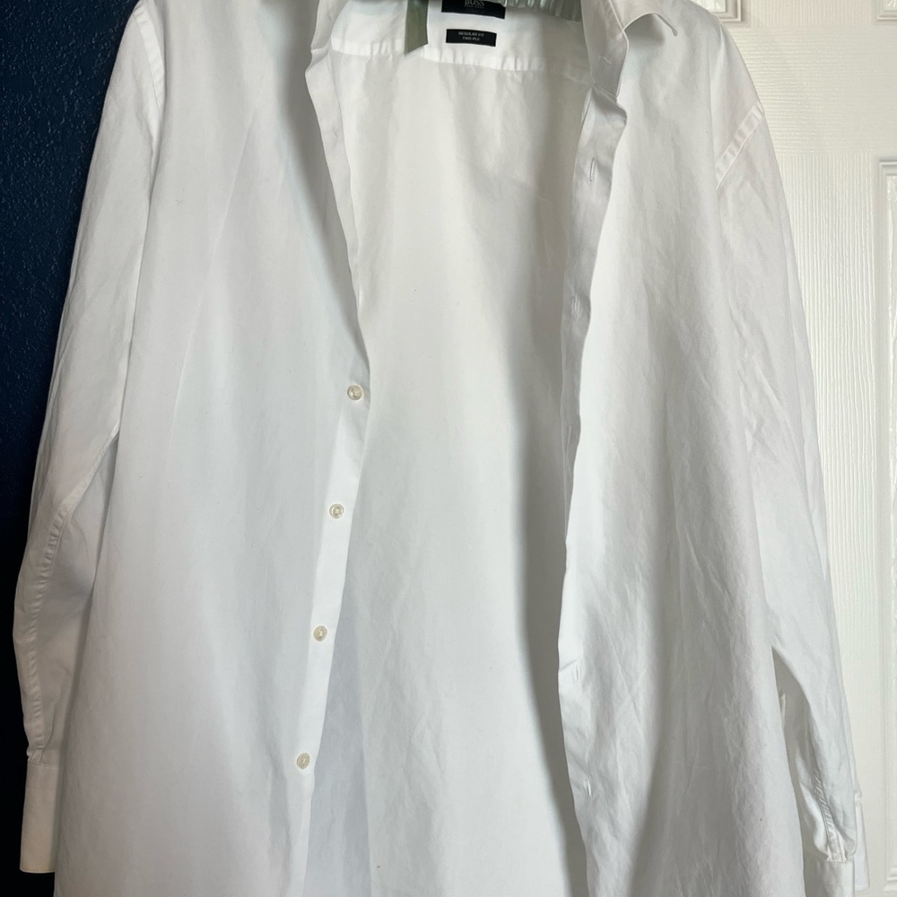 Hugo Boss regular fit white button down shirt